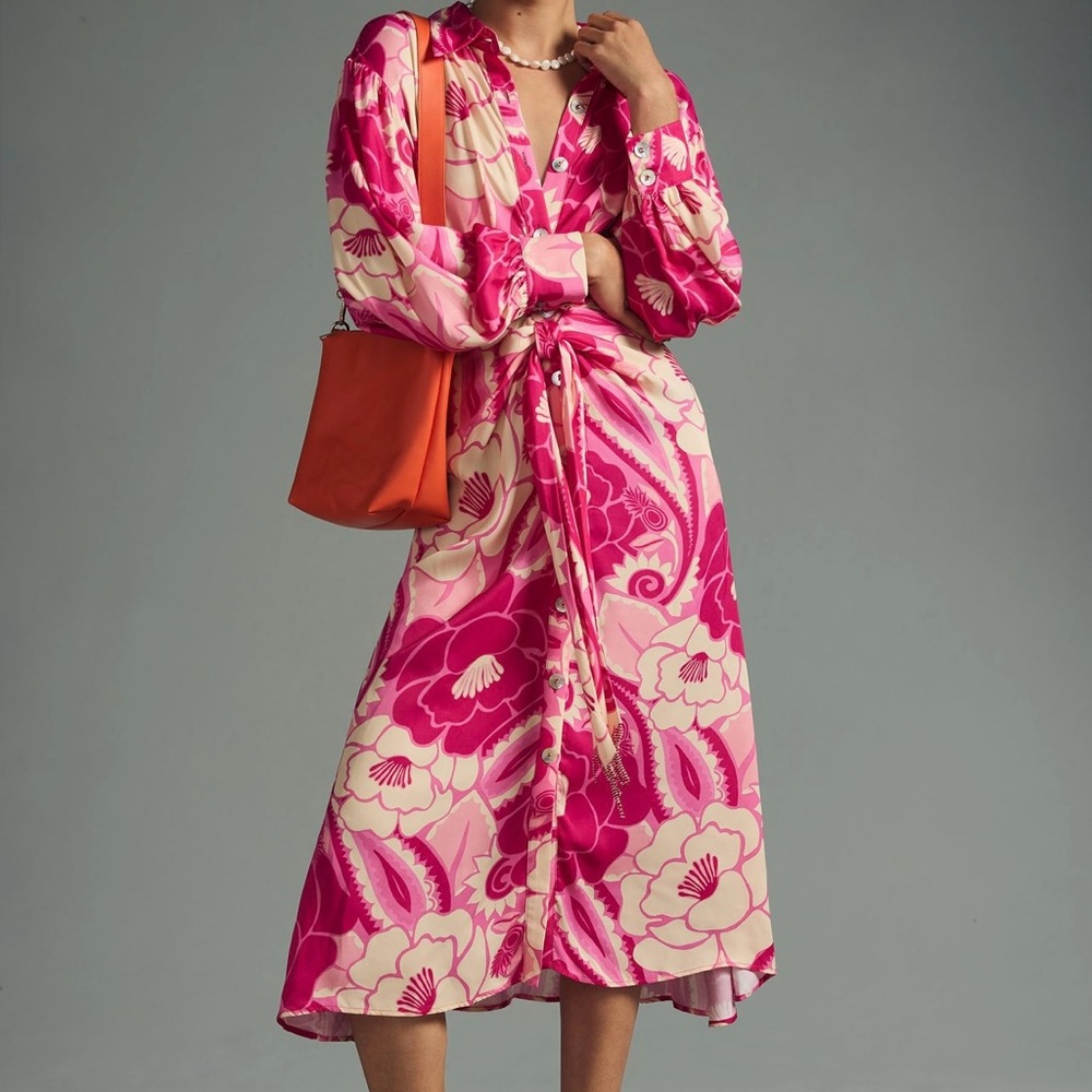 FARM Rio Vibrant Pink and Cream Dress